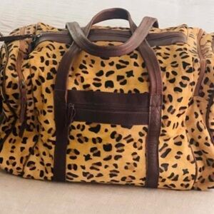 American Darling Leopard Print Weekender Bag with Brown Trim